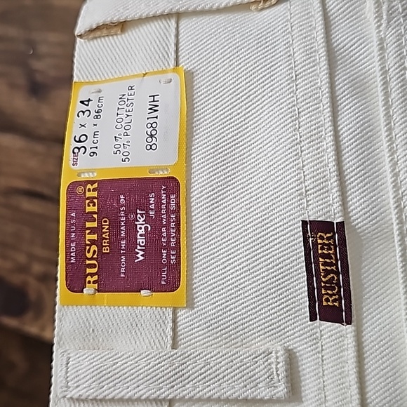 RUSTLER Wrangler  made in USA genuine VINTAGE white jeans NEW nwt sz 36 x 34p - Picture 9 of 9
